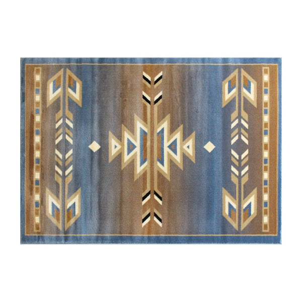 English Elm Lodi Collection Southwestern Area Rug - Durable Olefin Runner for Hallways, Entryways, and Bedrooms Blue 4' x 5' OKR-RG1113-45-BL-GG