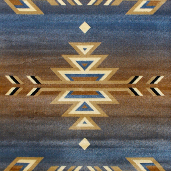 English Elm Lodi Collection Southwestern Area Rug - Durable Olefin Runner for Hallways, Entryways, and Bedrooms Blue 5' x 7' OKR-RG1113-57-BL-GG