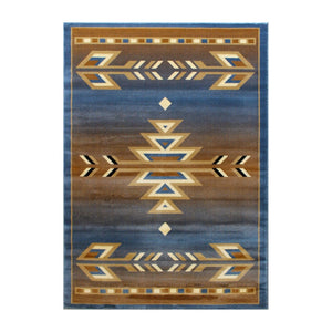 English Elm Lodi Collection Southwestern Area Rug - Durable Olefin Runner for Hallways, Entryways, and Bedrooms Blue 8' x 10' OKR-RG1113-810-BL-GG
