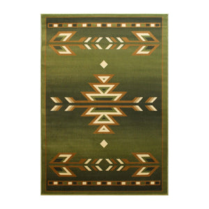 English Elm Lodi Collection Southwestern Area Rug - Durable Olefin Runner for Hallways, Entryways, and Bedrooms Green 8' x 10' OKR-RG1113-810-GN-GG
