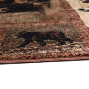 English Elm Vassa Collection Mother Bear & Cubs Nature-Themed Area Rug for Cozy Entryways & Living Spaces Brown 2' x 7' OKR-RG1114-27-BN-GG