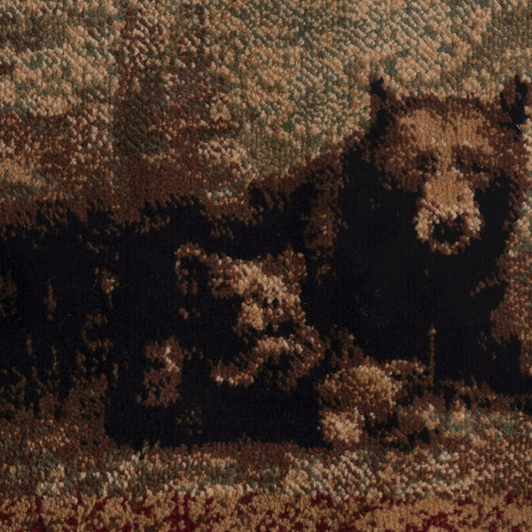 English Elm Vassa Collection Mother Bear & Cubs Nature-Themed Area Rug for Cozy Entryways & Living Spaces Brown 8' x 10' OKR-RG1114-810-BN-GG