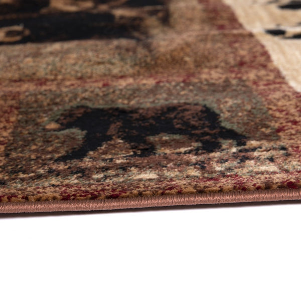 English Elm Vassa Collection Mother Bear & Cubs Nature-Themed Area Rug for Cozy Entryways & Living Spaces Brown 8' x 10' OKR-RG1114-810-BN-GG