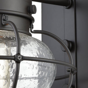 Atlas Onion Seeded Globe Outdoor Wall Sconce Oil Rubbed Bronze Cage Lantern Patio Light OL11197-BZ