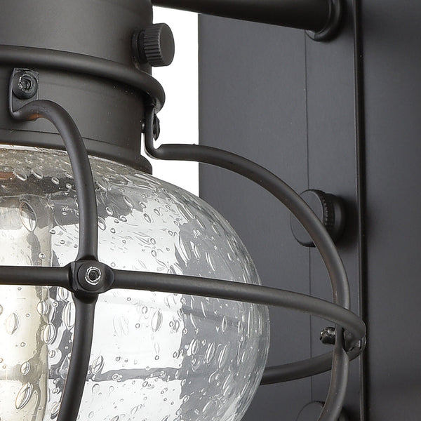 Atlas Onion Seeded Globe Outdoor Wall Sconce Oil Rubbed Bronze Cage Lantern Patio Light OL11197-BZ