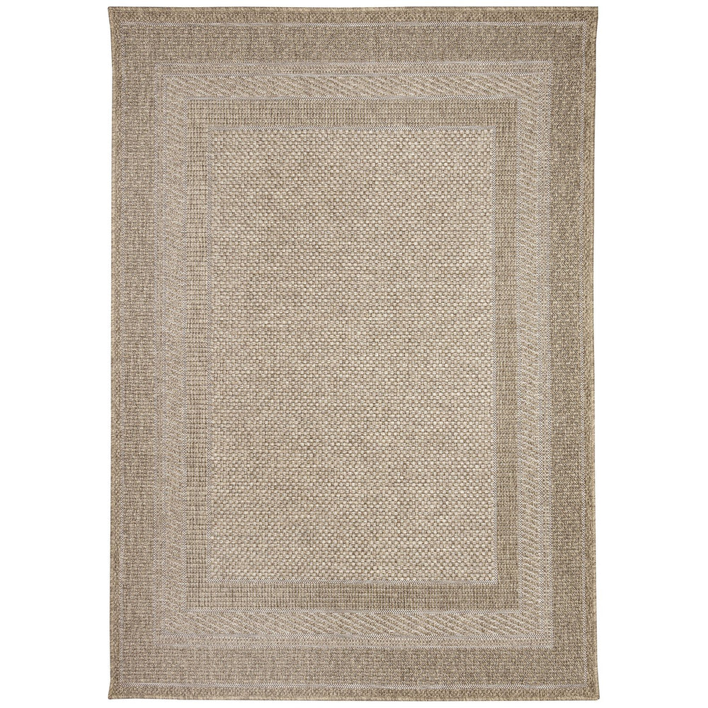 Trans Ocean Liora Manne Orly Power Loomed Geometric Area Rug For Indoor/Outdoor With Textured Border Design Natural Polypropylene Oly57648412