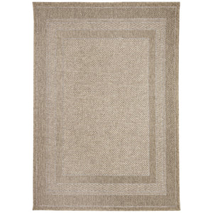 Trans Ocean Liora Manne Orly Power Loomed Geometric Area Rug For Indoor/Outdoor With Textured Border Design Natural Polypropylene Oly57648412