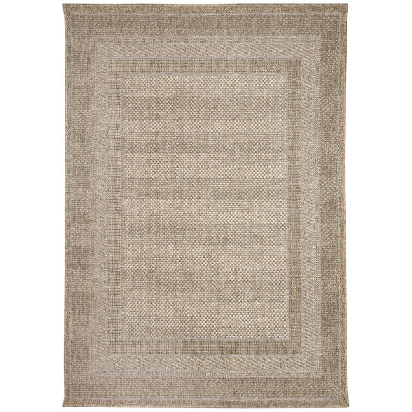 Trans Ocean Liora Manne Orly Power Loomed Geometric Area Rug For Indoor/Outdoor With Textured Border Design Natural Polypropylene Oly57648412