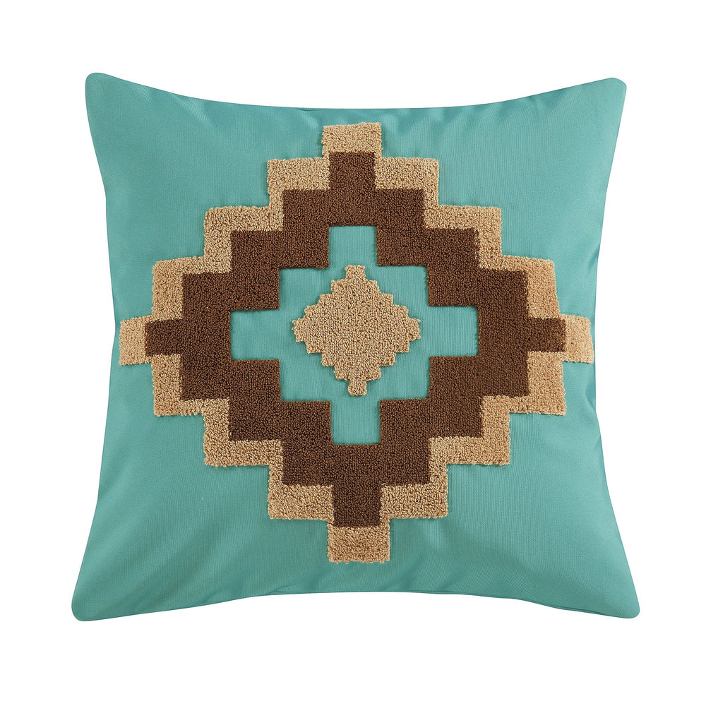 Hiend Accents Serape Indoor/Outdoor Pillow - Stylish Southwestern Accent With Bold Aztec Design For Any Space Turquoise Cover, 100% Polyester,Filling, 100% Polyester,Decoration, 100% Acrylic Op1753-20-tq