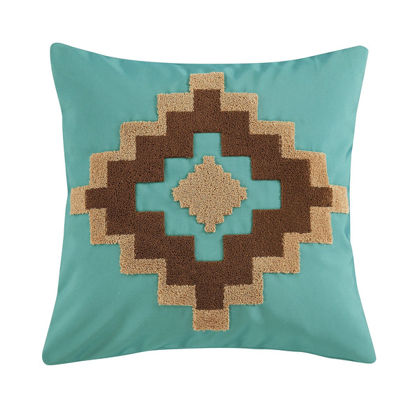 Hiend Accents Serape Indoor/Outdoor Pillow - Stylish Southwestern Accent With Bold Aztec Design For Any Space Turquoise Cover, 100% Polyester,Filling, 100% Polyester,Decoration, 100% Acrylic Op1753-20-tq