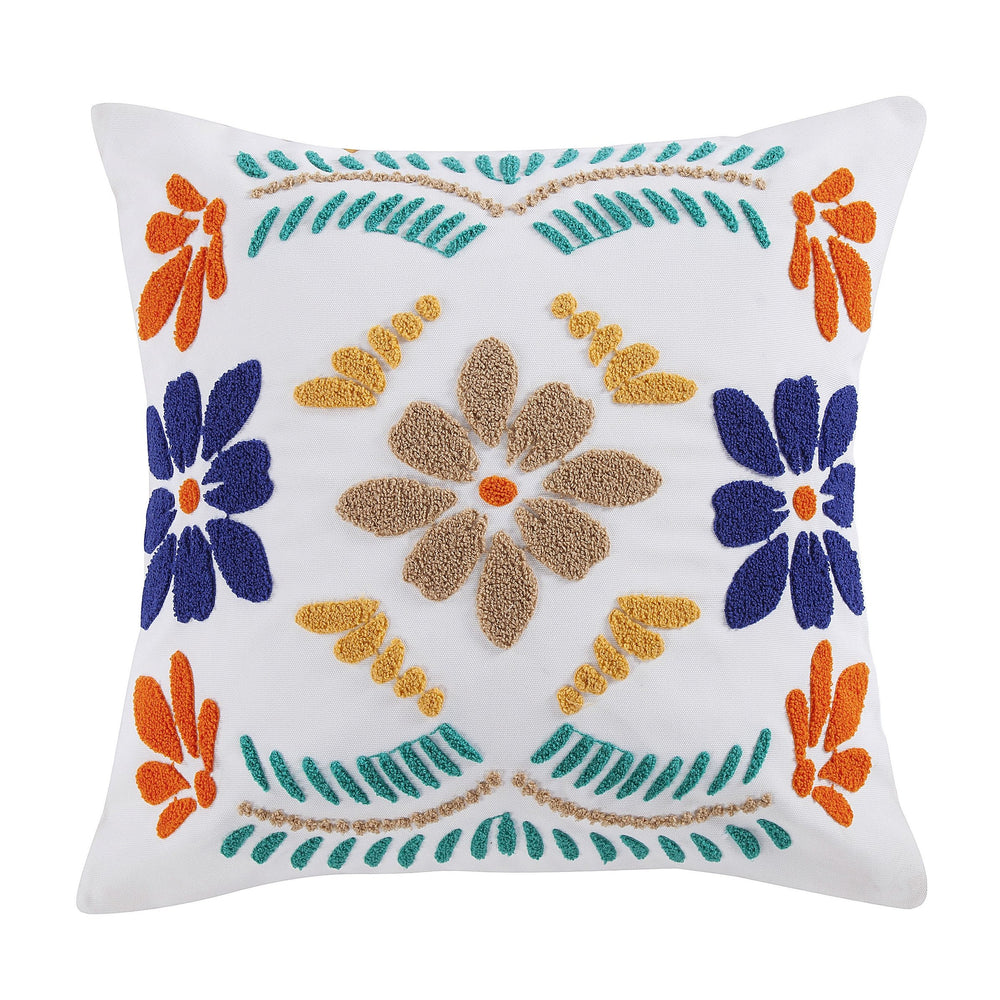 Hiend Accents Bonita Indoor/Outdoor Pillow Set - Vibrant Floral Design With Reversible Orange Back For Any Space Yellow Cover, 100% Polyester,Filling, 100% Polyester,Decoration, 100% Acrylic Op1937-20-tq