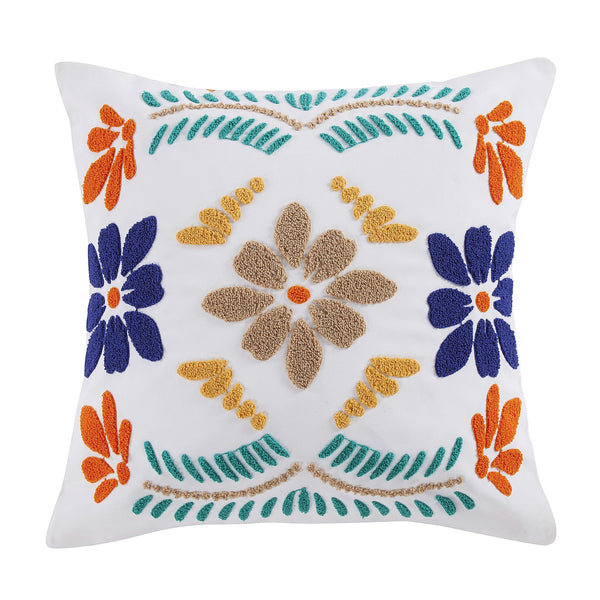 Hiend Accents Bonita Indoor/Outdoor Pillow Set - Vibrant Floral Design With Reversible Orange Back For Any Space Yellow Cover, 100% Polyester,Filling, 100% Polyester,Decoration, 100% Acrylic Op1937-20-tq