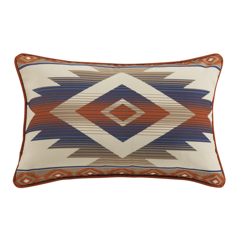 Hiend Accents Blue Aztec Indoor/Outdoor Pillow - Vibrant Floral Design Perfect For Home And Patio Décor Orange Cover, 100% Polyester,Filling, 100% Polyester Op3516-ob-or
