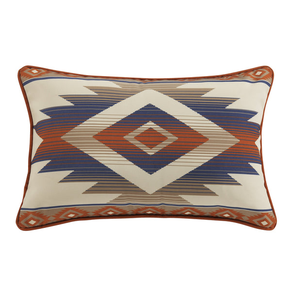 Hiend Accents Blue Aztec Indoor/Outdoor Pillow - Vibrant Floral Design Perfect For Home And Patio Décor Orange Cover, 100% Polyester,Filling, 100% Polyester Op3516-ob-or