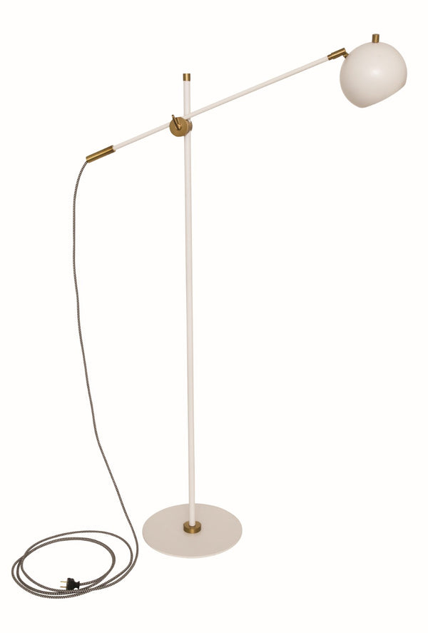 House Of Troy Orwell Led Counterbalance Floor Lamp: Elegant Design With Adjustable Arm And Chic Houndstooth Cord White,Weathered Brass Metal Or700-wtwb