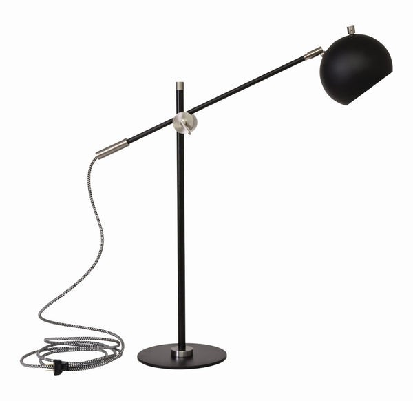 House Of Troy Orwell Led Counterbalance Table Lamps - Stylish Adjustable Design With Unique Houndstooth Cord Black With Satin Nickel Accents Metal Or750-blksn