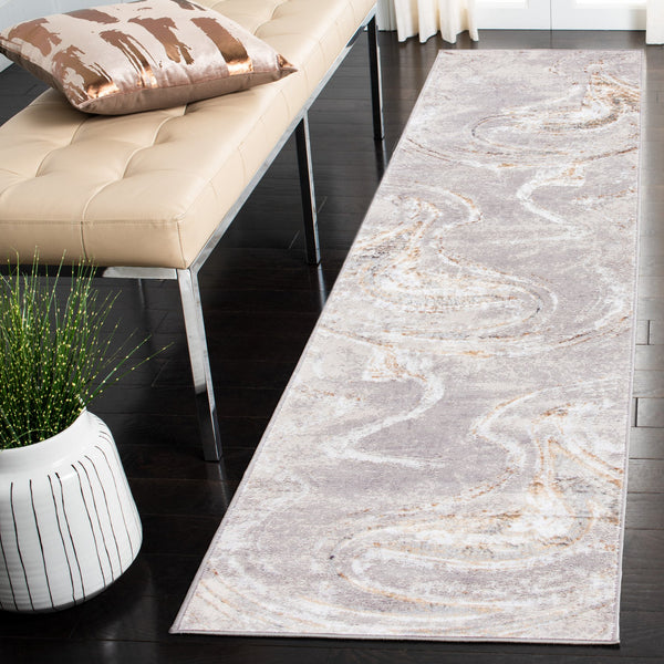 Safavieh Orchard Area Rug - Contemporary Turkish Design With Luxurious Grey And Gold, Durable & Easy Care Grey ,Gold Polyester Orc617h-10sq