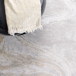 Safavieh Orchard Area Rug - Contemporary Turkish Design With Luxurious Grey And Gold, Durable & Easy Care Grey ,Gold Polyester Orc617h-10sq