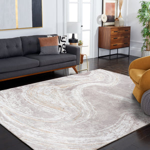 Safavieh Orchard Area Rug - Contemporary Turkish Design With Luxurious Grey And Gold, Durable & Easy Care Grey ,Gold Polyester Orc617h-10sq