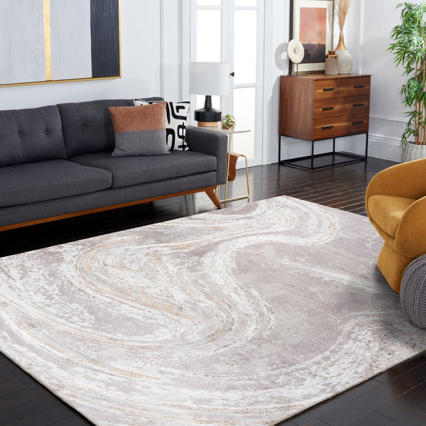 Safavieh Orchard Area Rug - Contemporary Turkish Design With Luxurious Grey And Gold, Durable & Easy Care Grey ,Gold Polyester Orc617h-10sq