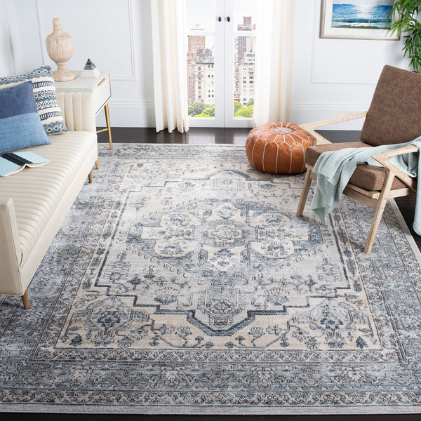 Safavieh Oregon Traditional Area Rug - Luxurious Power-loomed Design For Elegant Home Decor And Comfort Light Blue ,Ivory 80% Polypropylene,20% Polyester Ore877m-28