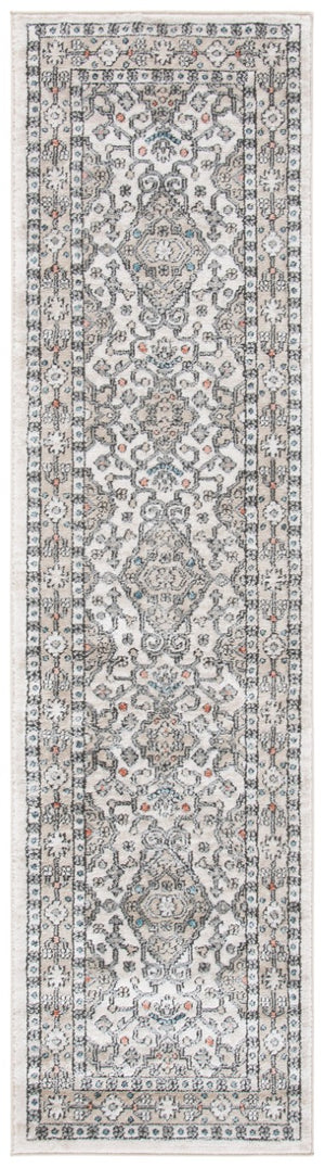 Safavieh Oregon Floral Runner Rug Power Loomed Polypropylene Hallway Accent in Neutral Ivory Gray 2'-0" x 7'-0" ORE883F-27
