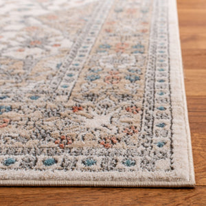 Safavieh Oregon Floral Runner Rug Power Loomed Polypropylene Hallway Accent in Neutral Ivory Gray 6'-6" x 9'-2" ORE883F-69