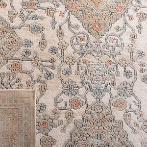 Safavieh Oregon Floral Runner Rug Power Loomed Polypropylene Hallway Accent in Neutral Ivory Gray 6'-6" x 9'-2" ORE883F-69