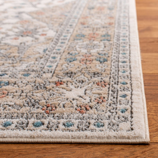 Safavieh Oregon Floral Runner Rug Power Loomed Polypropylene Hallway Accent in Neutral Ivory Gray 7'-9" x 9'-7" ORE883F-810