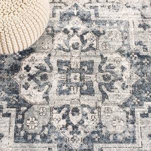 Safavieh Oregon Floral Runner Rug Power Loomed Polypropylene Hallway Accent in Neutral Ivory Navy 2'-6" x 8'-0" ORE883N-2680