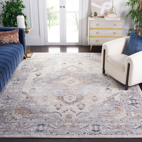 Safavieh Oregon Traditional Style Area Rug - Timeless Elegance In Blue And Creme For Luxurious Homes Beige ,Grey 80% Polypropylene,20% Polyester Ore898b-5sq