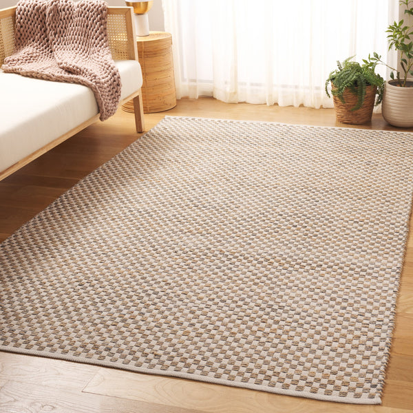 Safavieh Organica Handwoven Natural Ivory Checkerboard Rug — Low-Profile Cotton-Jute Flatweave, Eco-Friendly Durable 3'-0" x 5'-0" ORG450A-3
