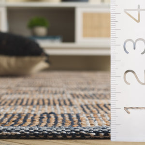 Safavieh Organica Flatweave Area Rug In Natural Navy — Low-Profile, Durable Geometric Texture For Modern Homes 6'-0" x 6'-0" ORG451N-6SQ