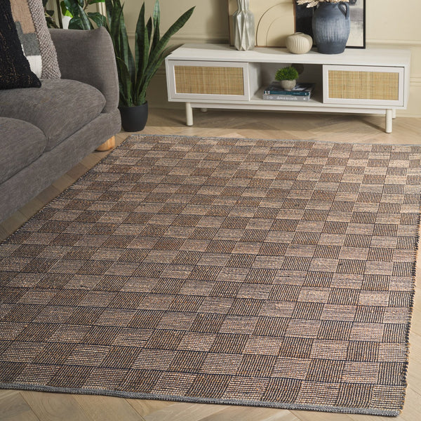 Safavieh Organica Flatweave Area Rug In Natural Navy — Low-Profile, Durable Geometric Texture For Modern Homes 6'-0" x 6'-0" ORG451N-6SQ
