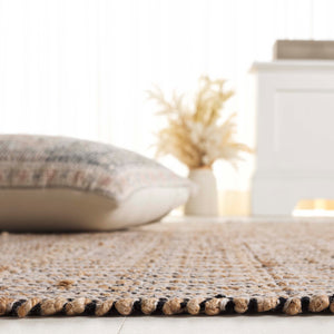 Safavieh Organica Small Rectangle Area Rug With Natural Black Geometric Pattern, Flatweave Cotton Jute Blend 3'-0" x 5'-0" ORG452Z-3