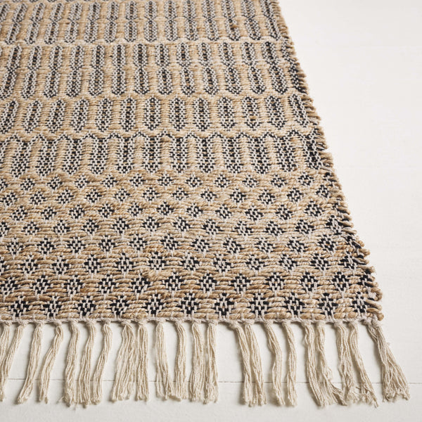 Safavieh Organica Small Rectangle Area Rug With Natural Black Geometric Pattern, Flatweave Cotton Jute Blend 3'-0" x 5'-0" ORG452Z-3