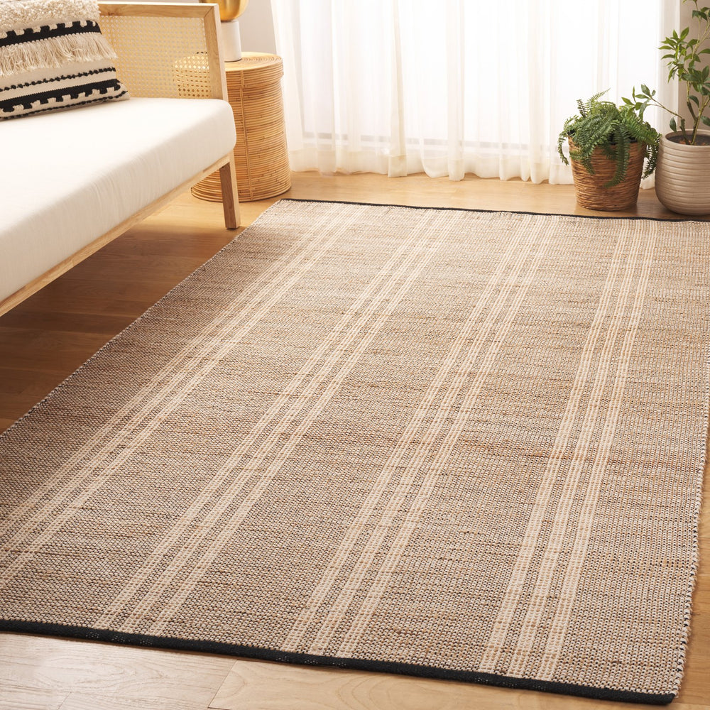 Safavieh Organica Handcrafted Natural Jute & Cotton Flatweave Rug With Black Stripes — Eco-Friendly Textured Accent 6'-0" x 6'-0" ORG453Z-6SQ