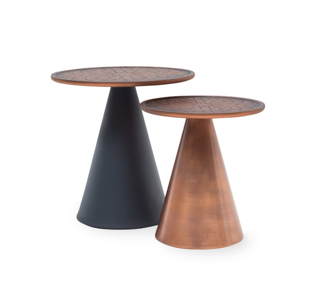 Soho Concept Orion Side Table Set Of 2 - Elegant Oriental Carved Mdf Tops With Stylish Aluminum Bases In Copper   Soho-concept-dining-chair-13846