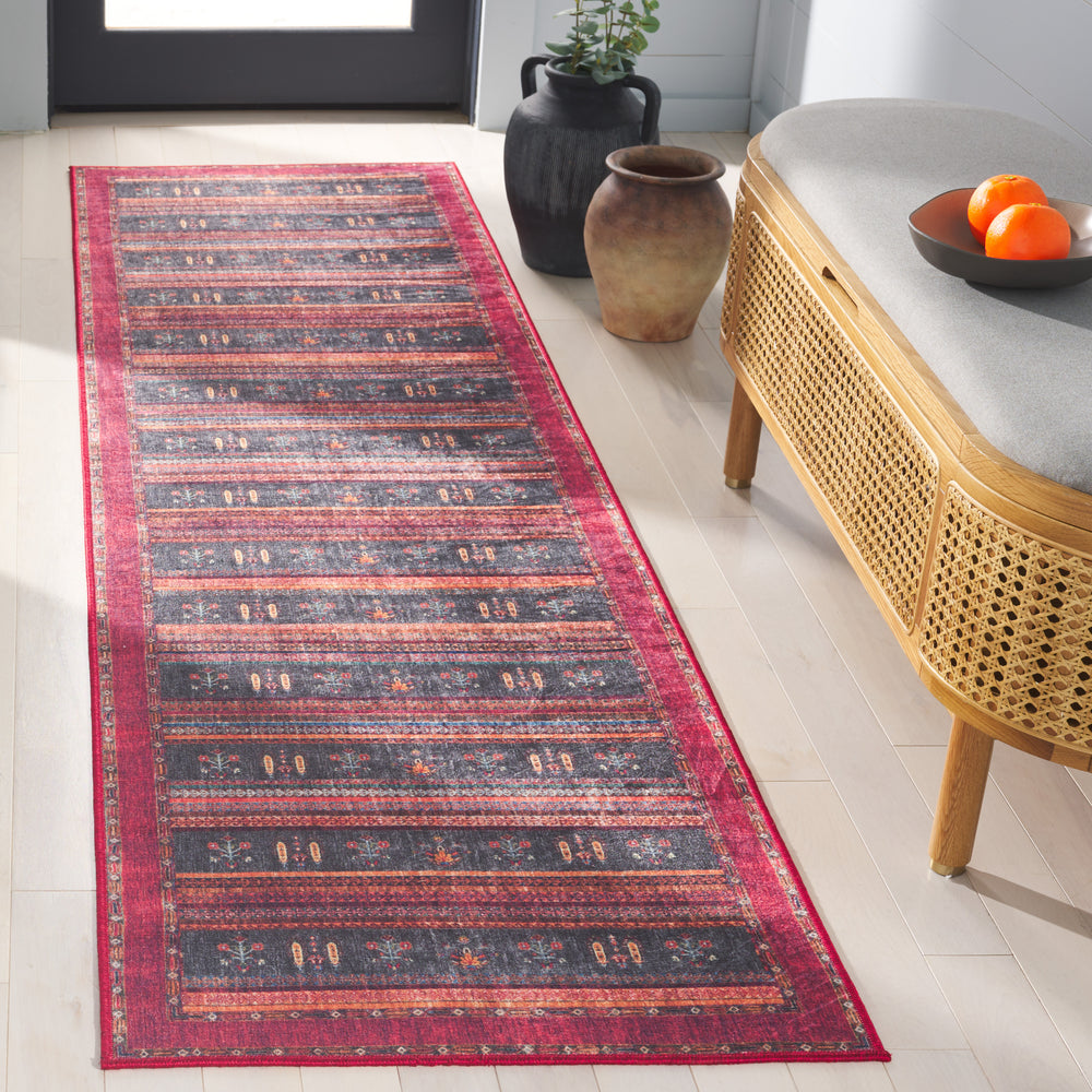 Safavieh Orlando Modern Geometric Area Rug - Luxurious Blend Of Comfort And Style For Any Living Space Rust ,Blue 70% Felt,25% Velvet,5% Laminated Film Orl750p-9