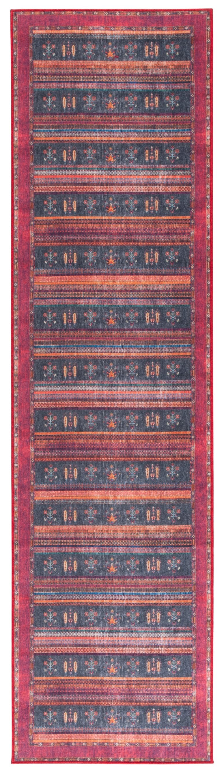 Safavieh Orlando Modern Runner Rug - Elegant Turkish Design In Striking Rust And Blue For Your Home Decor Rust ,Blue 70% Felt,25% Velvet,5% Laminated Film Orl750p-28