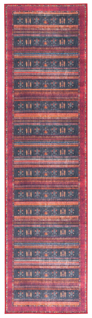 Safavieh Orlando Modern Runner Rug - Elegant Turkish Design In Striking Rust And Blue For Your Home Decor Rust ,Blue 70% Felt,25% Velvet,5% Laminated Film Orl750p-28