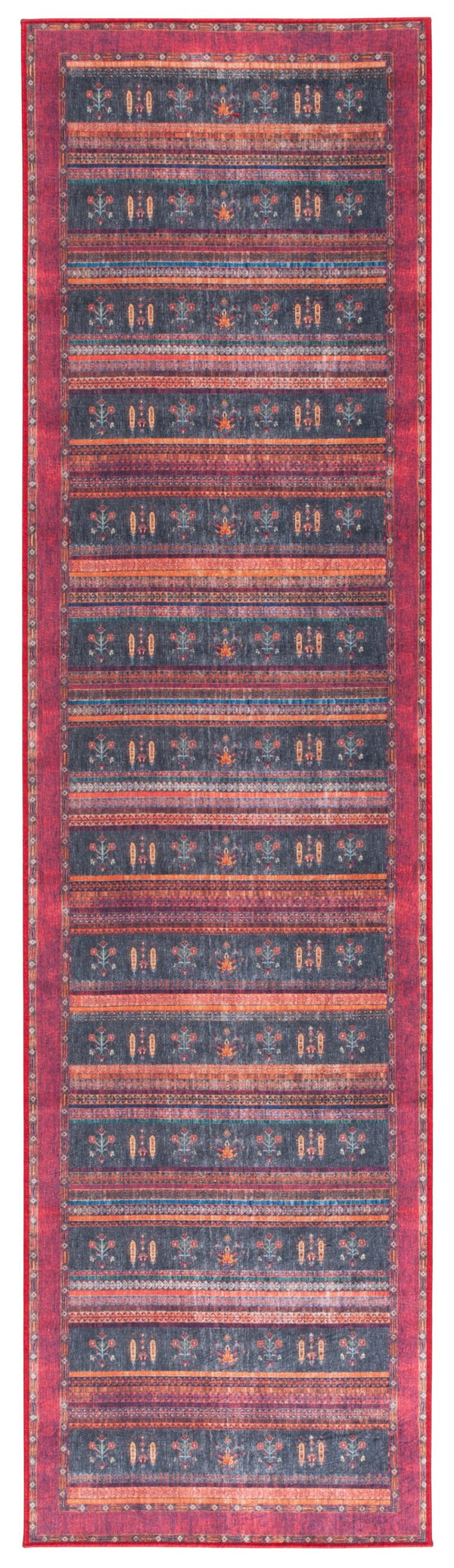 Safavieh Orlando Modern Runner Rug - Elegant Turkish Design In Striking Rust And Blue For Your Home Decor Rust ,Blue 70% Felt,25% Velvet,5% Laminated Film Orl750p-28