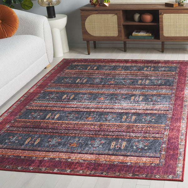 Safavieh Orlando Modern Runner Rug - Elegant Turkish Design In Striking Rust And Blue For Your Home Decor Rust ,Blue 70% Felt,25% Velvet,5% Laminated Film Orl750p-5