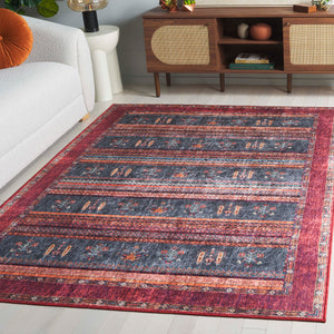 Safavieh Orlando Modern Geometric Area Rug - Luxurious Blend Of Comfort And Style For Any Living Space Rust ,Blue 70% Felt,25% Velvet,5% Laminated Film Orl750p-9