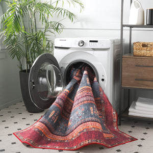 Safavieh Orlando Modern Runner Rug - Elegant Turkish Design In Striking Rust And Blue For Your Home Decor Rust ,Blue 70% Felt,25% Velvet,5% Laminated Film Orl750p-5