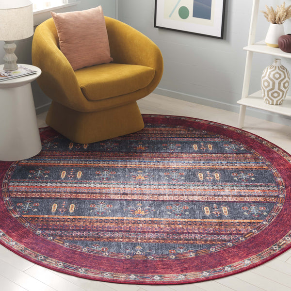 Safavieh Orlando Modern Runner Rug - Elegant Turkish Design In Striking Rust And Blue For Your Home Decor Rust ,Blue 70% Felt,25% Velvet,5% Laminated Film Orl750p-7r