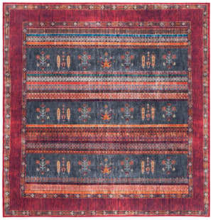 Safavieh Orlando Modern Runner Rug - Elegant Turkish Design In Striking Rust And Blue For Your Home Decor Rust ,Blue 70% Felt,25% Velvet,5% Laminated Film Orl750p-7sq