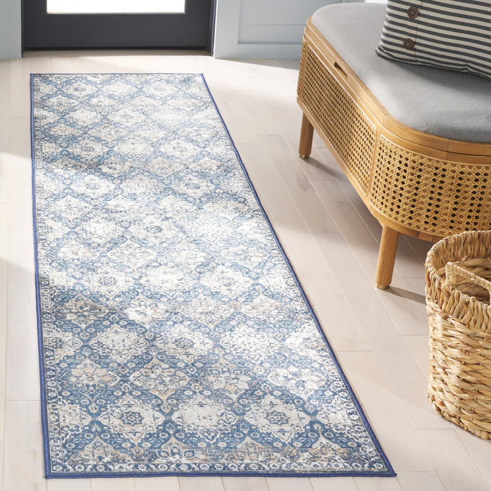 Safavieh Orlando Elegant Power-loomed Area Rug - Luxurious Modern Design With Geometric Patterns For Home Decor Blue ,Beige 70% Felt,25% Velvet,5% Laminated Film Orl752m-8