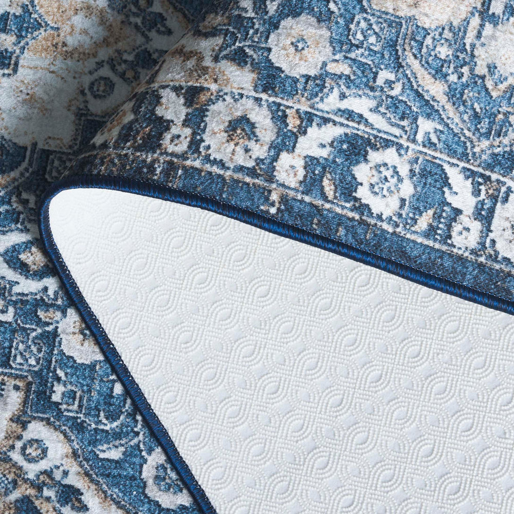 Safavieh Orlando Area Rug Runner - Luxurious Floral Design, Durable & Washable For Stylish Home Decor Blue ,Beige 70% Felt,25% Velvet,5% Laminated Film Orl752m-5