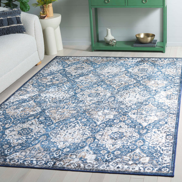 Safavieh Orlando Elegant Power-loomed Area Rug - Luxurious Modern Design With Geometric Patterns For Home Decor Blue ,Beige 70% Felt,25% Velvet,5% Laminated Film Orl752m-8